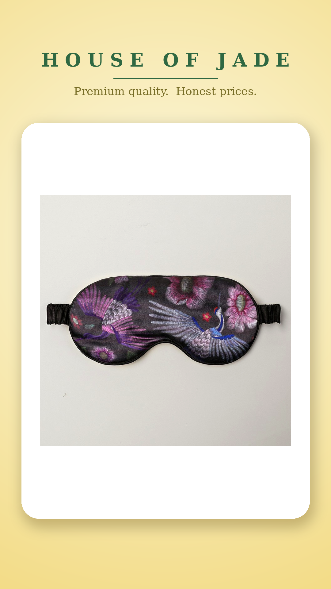House of Jade™ Satin Sleep Eye Mask – Soft, Light-Blocking Mask for Deeper Sleep