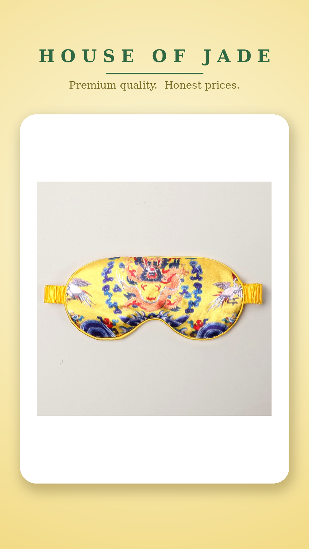 House of Jade™ Satin Sleep Eye Mask – Soft, Light-Blocking Mask for Deeper Sleep