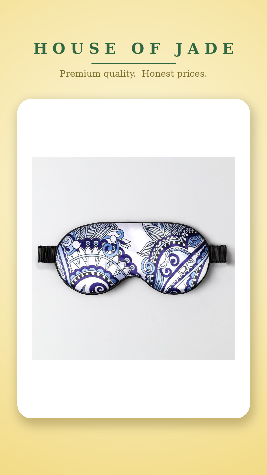 House of Jade™ Satin Sleep Eye Mask – Soft, Light-Blocking Mask for Deeper Sleep