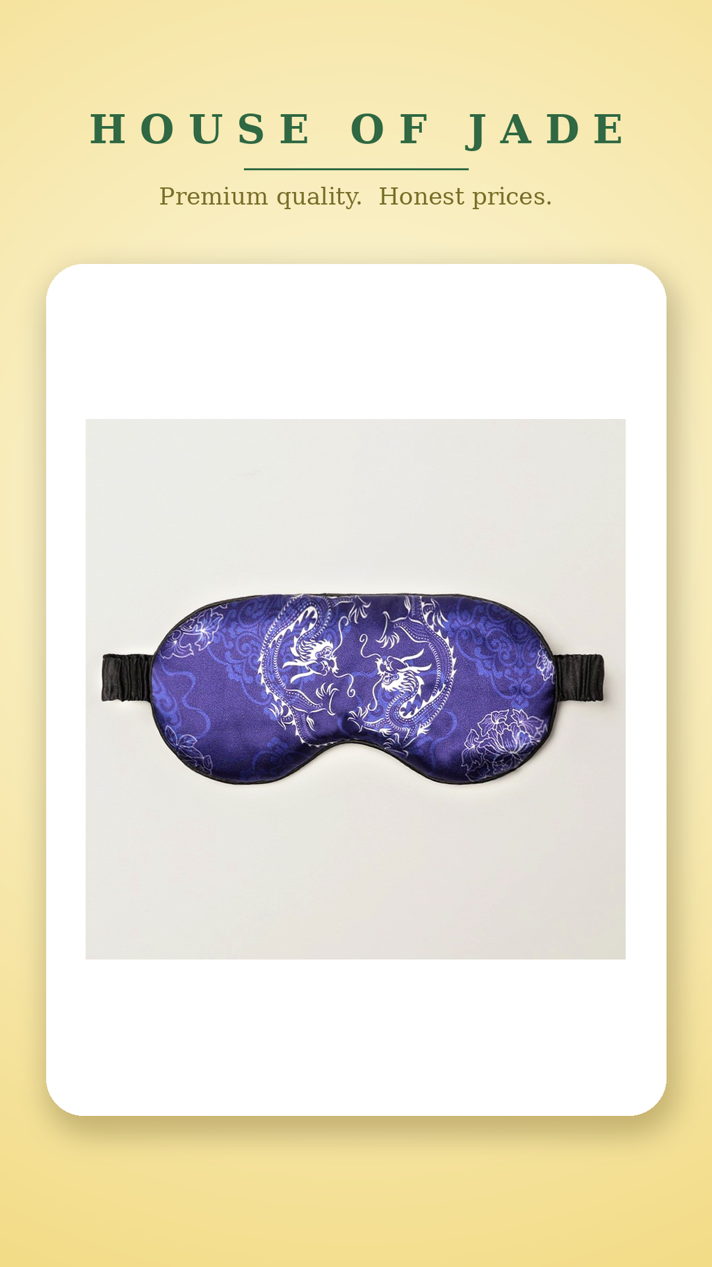 House of Jade™ Satin Sleep Eye Mask – Soft, Light-Blocking Mask for Deeper Sleep
