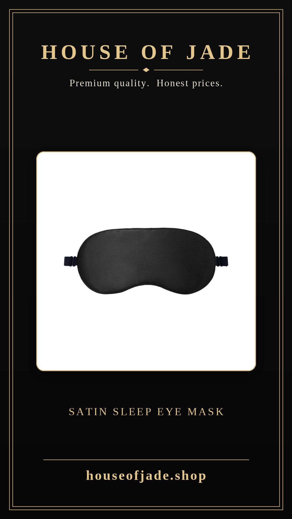 House of Jade™ Satin Sleep Eye Mask – Soft, Light-Blocking Mask for Deeper Sleep