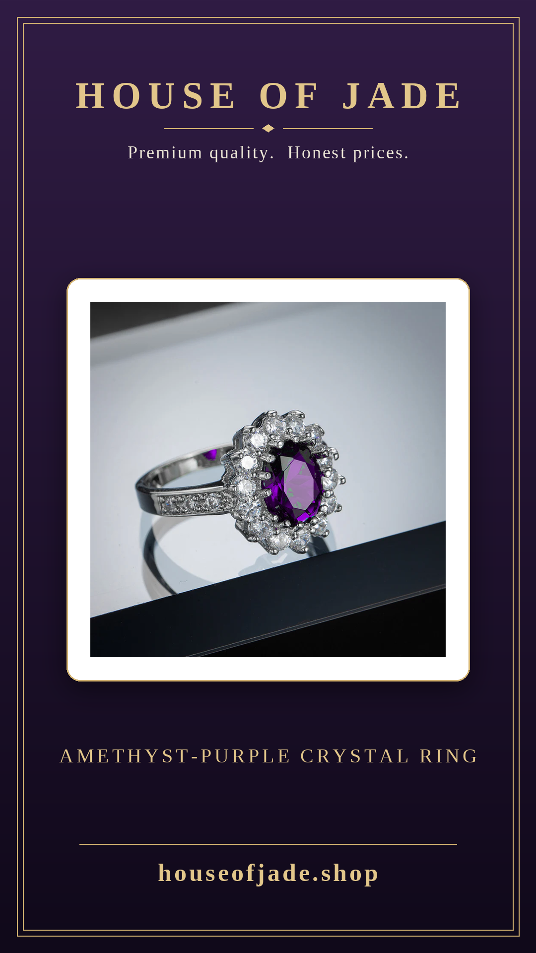 House of Jade™ Emerald-Style Crystal Ring – Silver-Tone Statement Ring